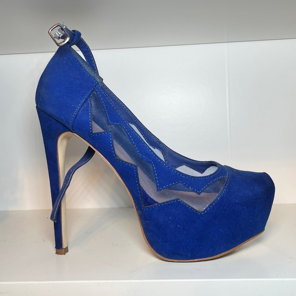 Blue Ankle Strap Platform Heels